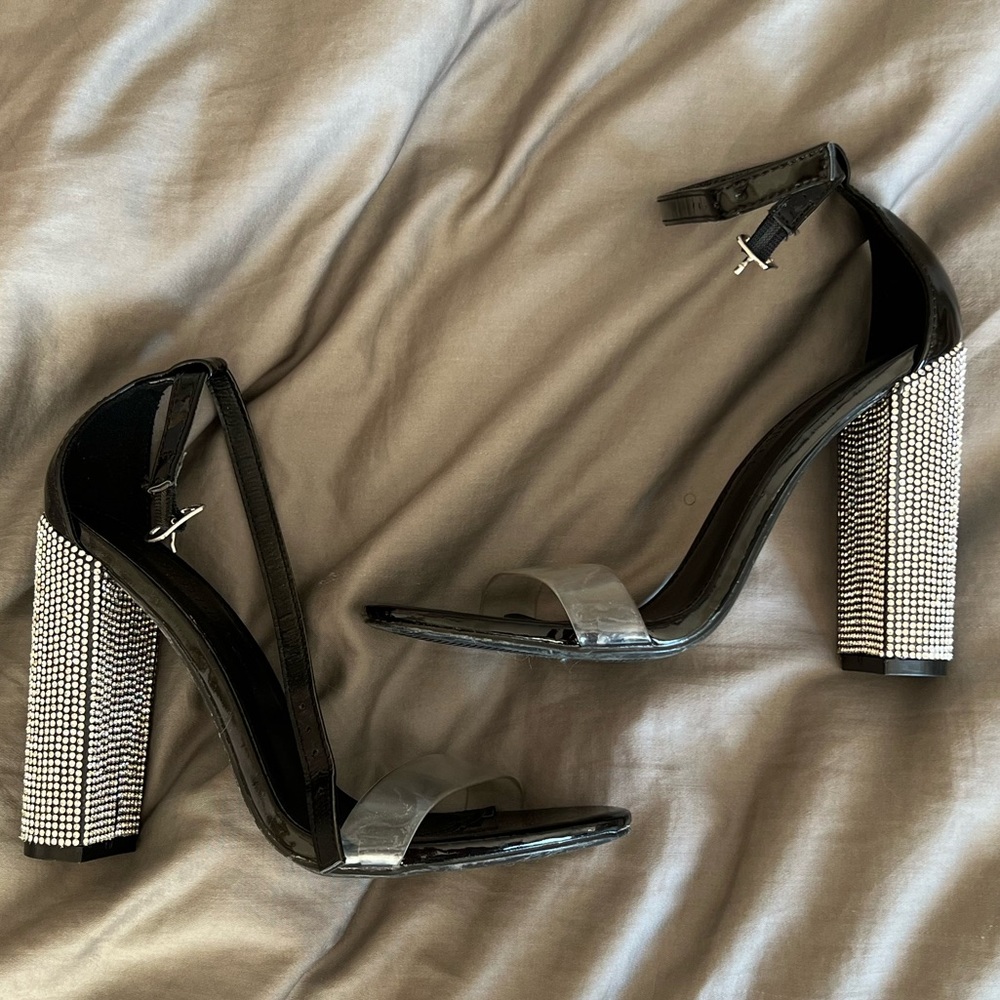 Rhinestone Block high heel sandal